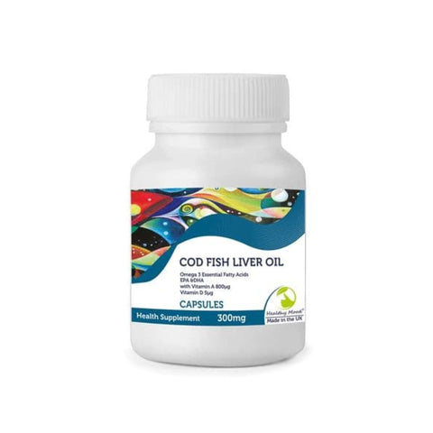 Cod liver 300mg Capsules Vitamin A and D Omega 3 Fish Oil