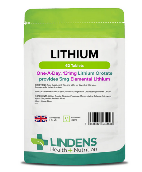 Lithium 5mg x 60 Lindens Tablets