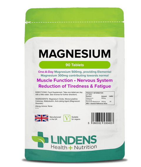 Magnesium Tablets MgO 500mg x 90 Tablets Lindens